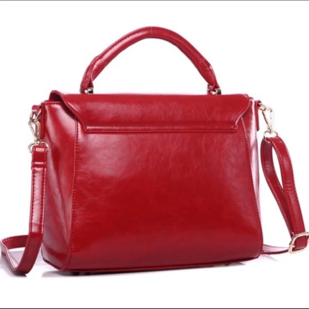 Pink Haley Red Faux Leather Satchel Bag Purse Crossbody Black Heart
